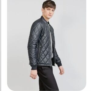 Zara Man Quilted Full Zip Jacket Navy Size XXL